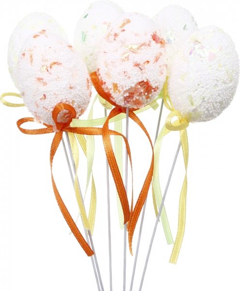 Декорація Яйця на паличці 19 см набір з 6 шт