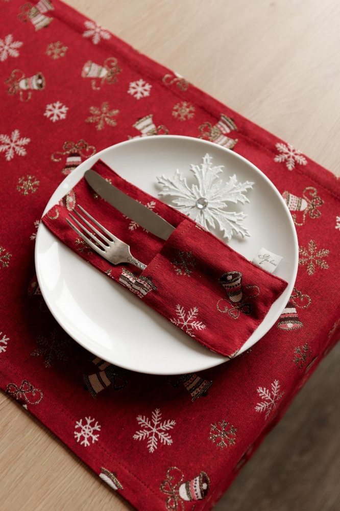 Чохол для приборів Прованс Дзвіночки на червоному 10x24 см