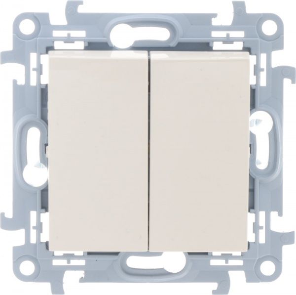 Выключатель двухклавишный Simon 10 без подсветки 10 А 250В кремовый CW5.01/41