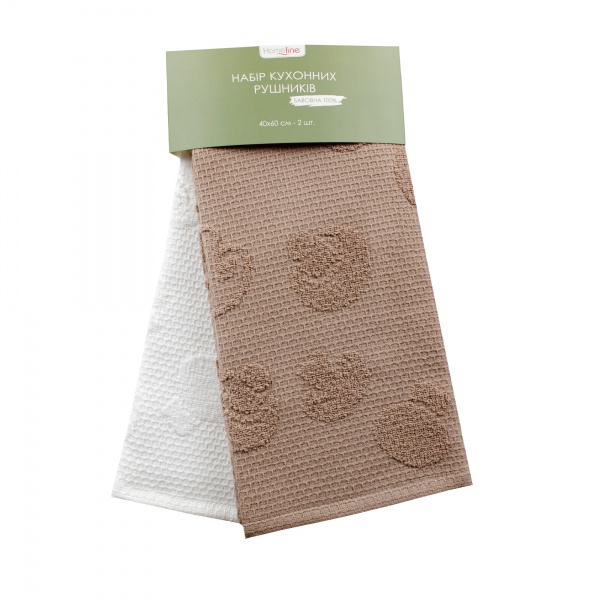 Набір рушників кухонних Гриби 2 шт. 40x60 см Homeline бежевий/білий 