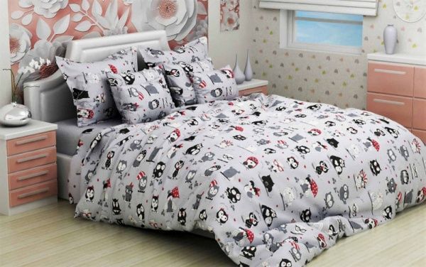 Комплект постельного белья Україна Совы светло-фиолетовый 