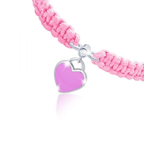 Браслет плетеный UMa&UMi Сердце розовое