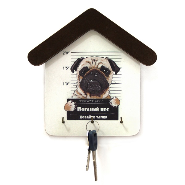Ключница GrayCat Плохой пес, прячьте тапки 18х18 см (kmm0307)