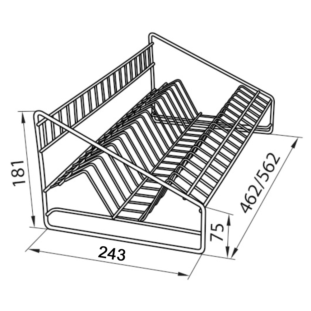 Сушарка для посуду DC однорівнева 600 мм термопластична чорна з бортом