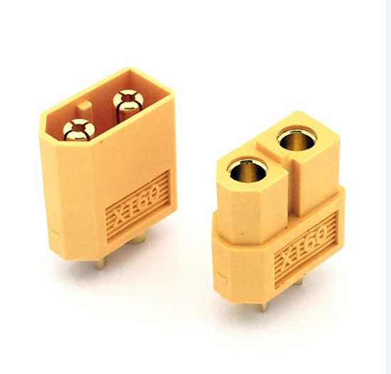 Соединитель электрический без заземления EMT XT60 (штекер+гнездо) 60А желтый 1-0806XT2