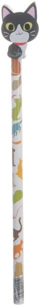 Олівець чорнографітний з гумкою чорний кіт