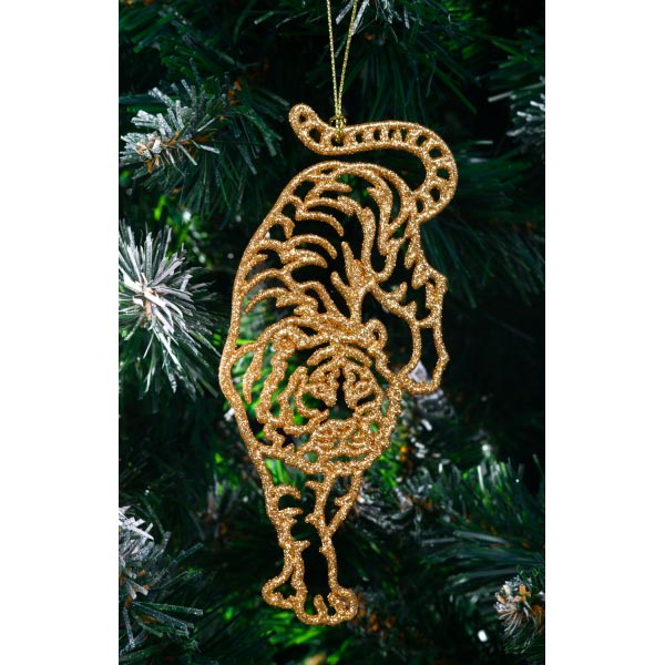 Подвеска Тигрик-полосатик 2Д d 12 см золото