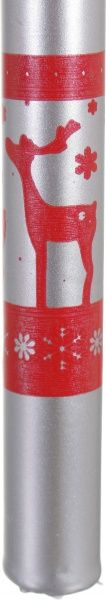 Свеча столовая новогодняя серебряный металлик 240 мм Pako-If