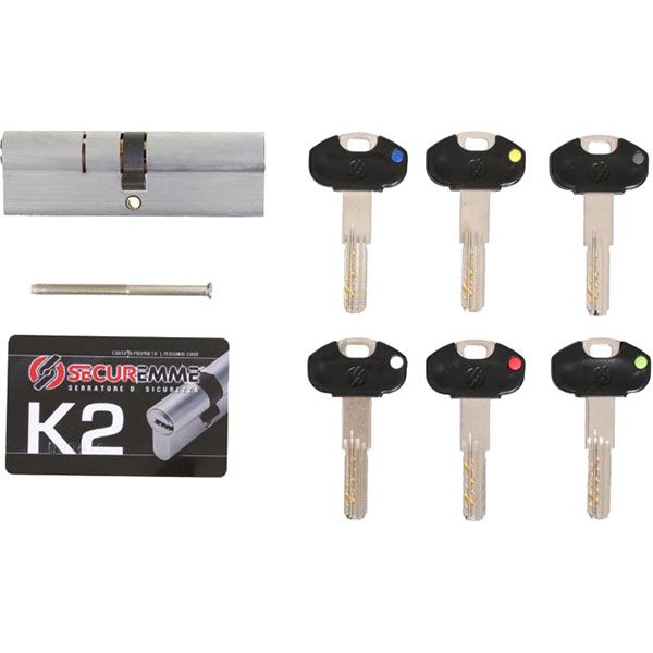 Циліндр Securemme К2 3200CCS40501X5 40x50 ключ-ключ 90 мм матовий нікель