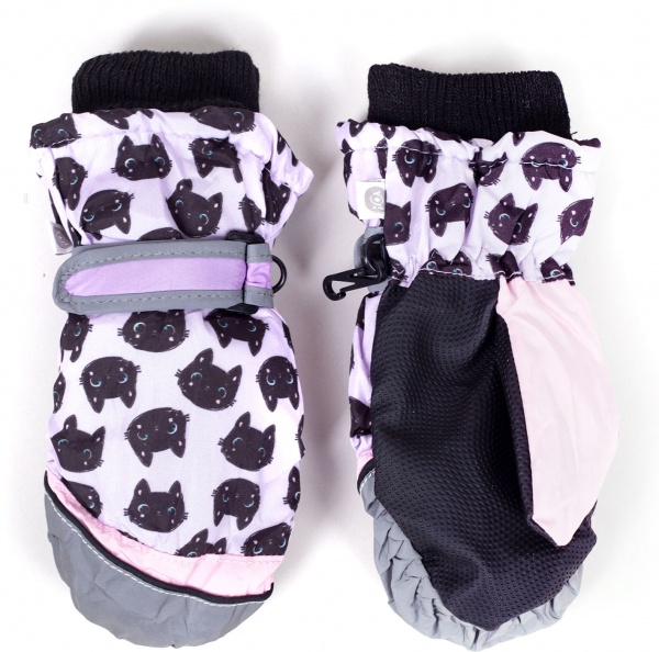 Варежки YO! лыжные детские котенок р.14 серый 