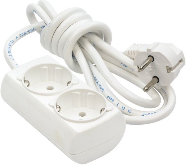 Удлинитель Borsan с заземлением 2 гн. белый 2 м BR-1552-2