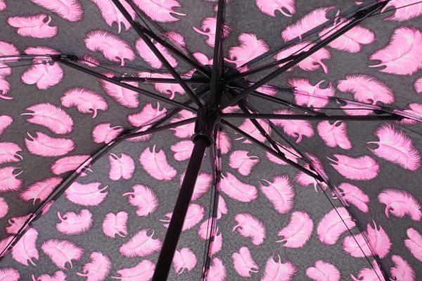 Зонт Перья, складной, полуавтомат розовый 