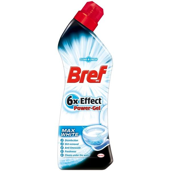 Средство для чистки унитаза Bref Power-Gel 6в1 Max White 750 мл