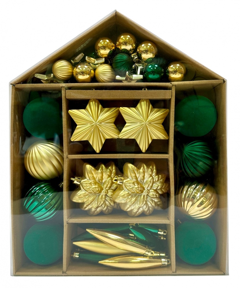 Набор игрушек формових прикрас і куль флок 55 шт в ассортименте