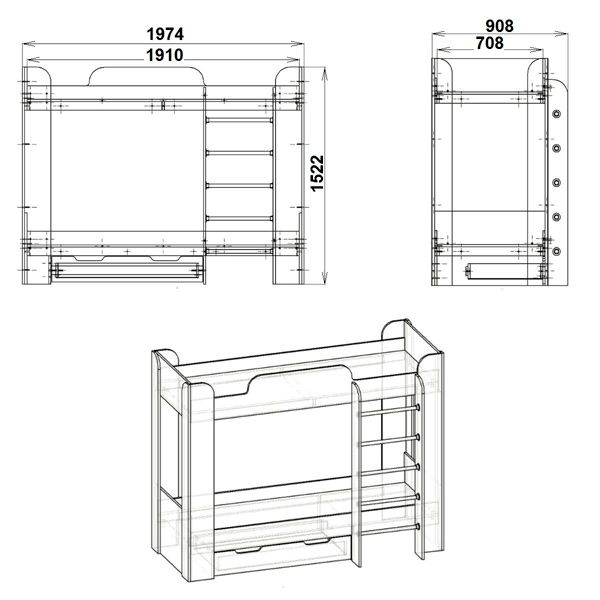 Кровать Компанит Твикс-2 70х190 см дуб сонома