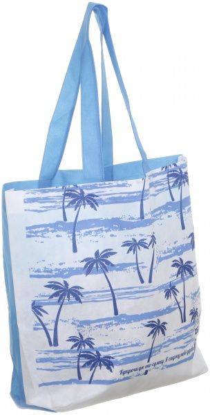 Экосумка Пальмы белый с голубым 