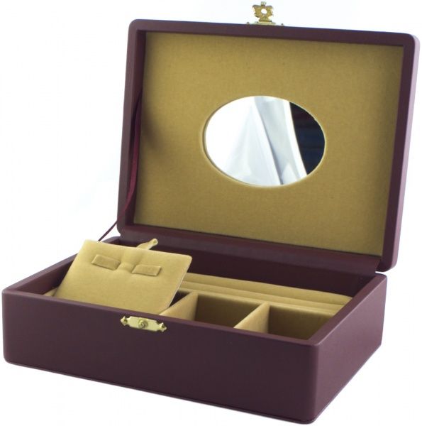 Скринька для прикрас з дзеркалом Селена бордо/пісок 180x135x60