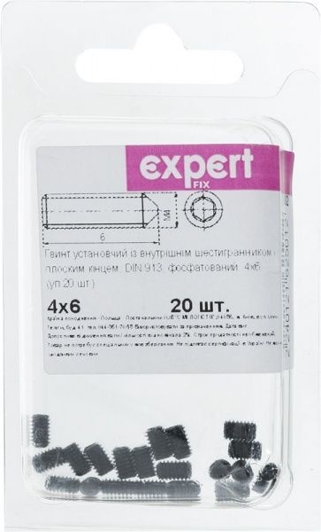Гвинт метричний DIN913 4x6 мм 20 шт Expert Fix