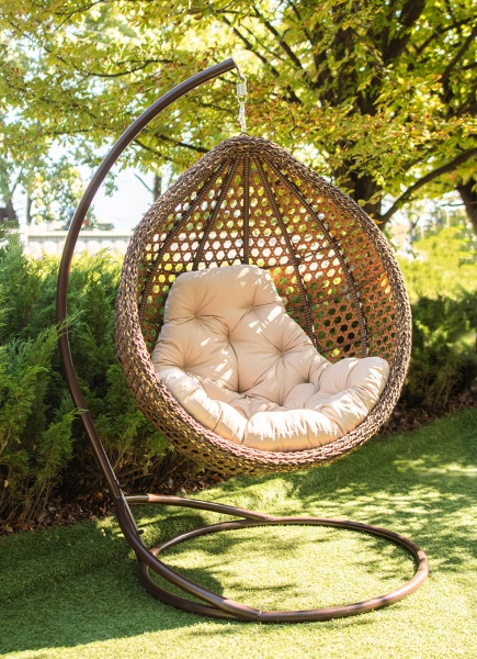 Кресло подвесное Украинские конструкции Колибри новая коричневый с подушкой