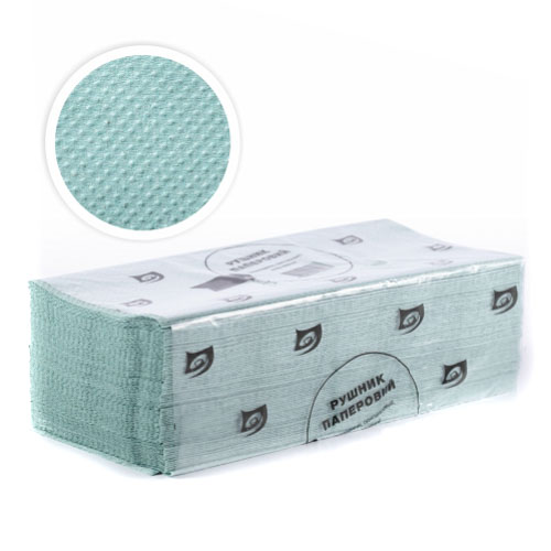 Паперові рушники Папір-Мал зелені одношаровий 200 шт.