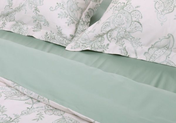 Комплект постільної білизни Aria 2 зелений із білим Mascioni 
