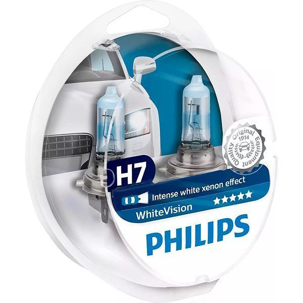 Лампа галогенна Philips WhiteVision (12972WHVSM) H7 PX26d 12В 55 Вт 2 шт. 3700 K