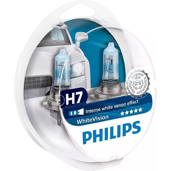 Лампа галогенная Philips WhiteVision (12972WHVSM) H7 PX26d 12В 55 Вт 2 шт. 3700 K