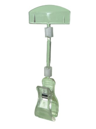 Тримач цінника з великою прищіпкою з ніжкою 50 мм прозорий пластиковий 5 шт 