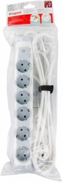 Удлинитель Legrand Comfort с заземлением 6 гн. серый 3 м 694637 
