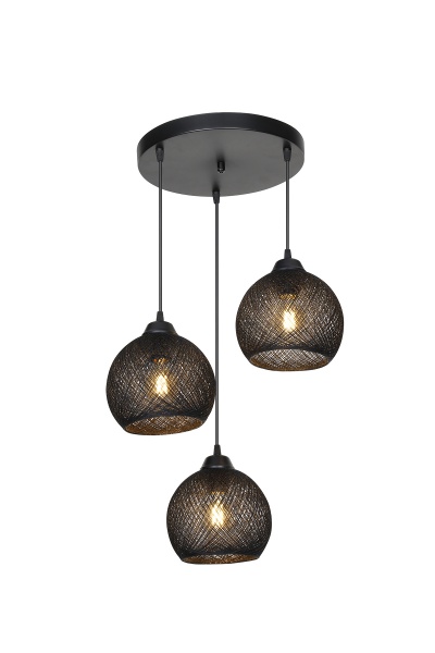 Підвіс Luna Yumak Round 3x60 Вт E27 чорний MDL.4287 