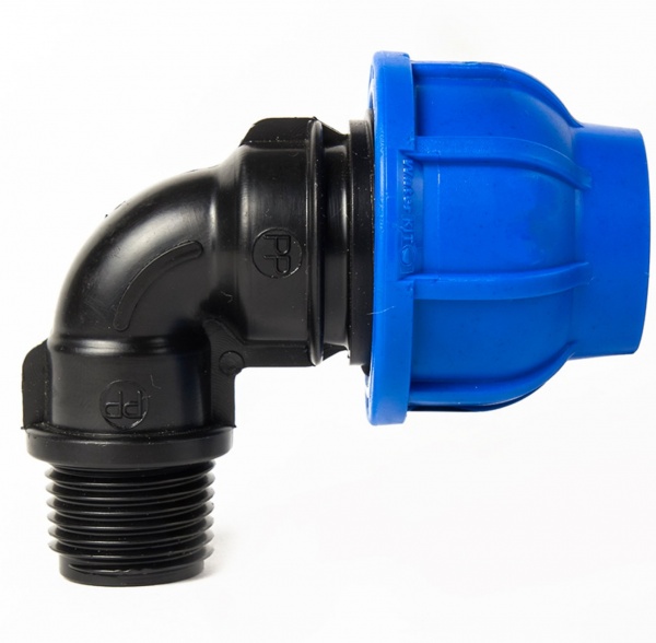 Колено зажимное 90° ValRom НР D25x1