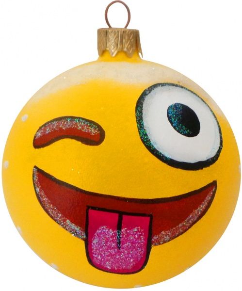 Шар стеклянный Смайлик 2 d80 К-954-80 желтый