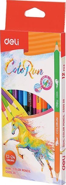 Набор карандашей Color Run EС00520 12 шт. 24 цвета двухсторонние Deli