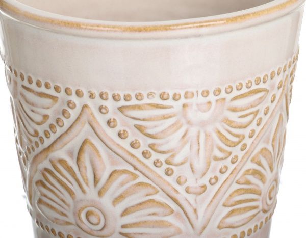 Кашпо керамічне Орнамент круглий (026-5.3-H2) кремовий 