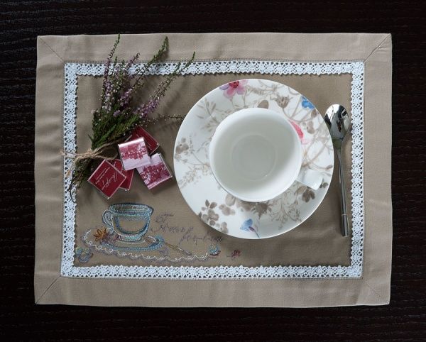 Комплект серветок Едельвіка з кантом «Time for tea» 344-17/0 30x40 см лляний 