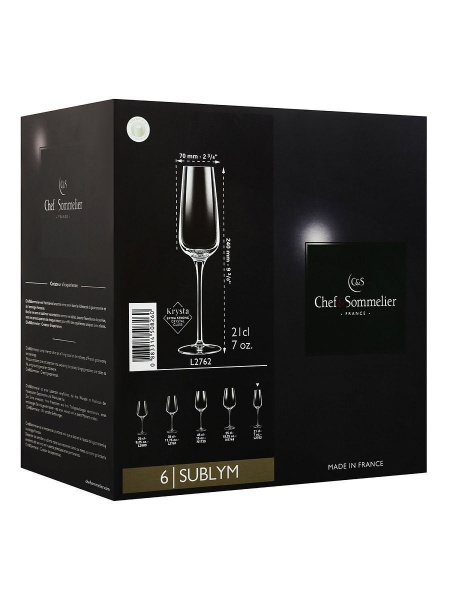 Набор бокалов для шампанского Sublym 210 мл 6 шт. Chef&Sommelier 