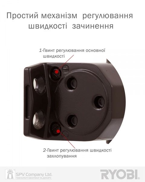 Доводчик дверной RYOBI DS-1554 стандартная тяга с фиксацией коричневый 80 кг