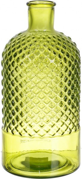 Ваза стеклянная San Miguel RETRO DIAMANTE 28 см зеленый блеск 