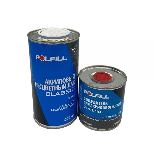 Лак Polfill акриловый 2К 2:1 HS Classik 500 мл + отвердитель 250 мл 