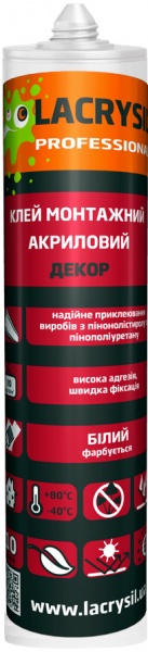 Клей монтажный Lacrysil Декор акриловый белый 400 мл 