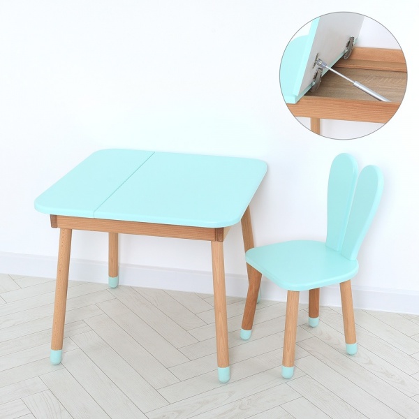Комплект стол и стул ArinWOOD Зайчик Desk с ящиком бирюзовый 04025 