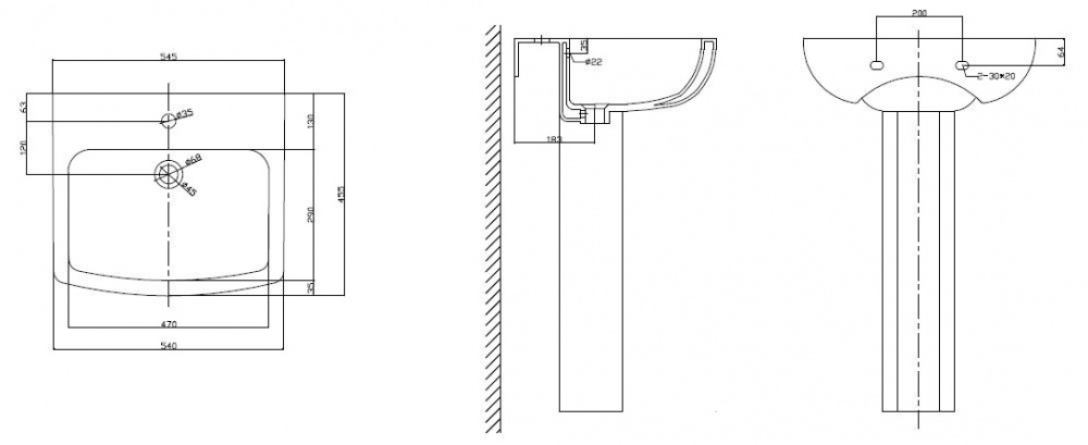 Умывальник Mixxen Belfast 55х45 см белый MXMD0756