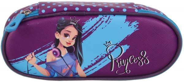 Пенал-бокс Принцесса с наушниками фиолетовый с рисунком