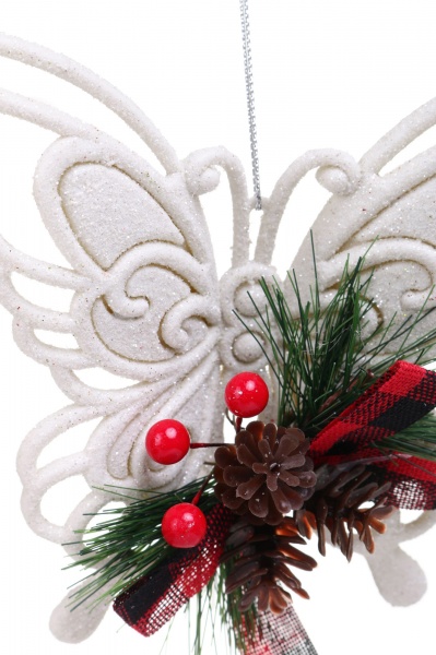 Декоративна підвіска Метелик 14x13x3,5 см білий LD21043