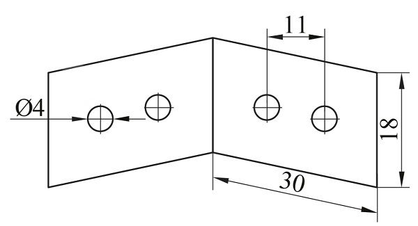 Кутник монтажний металевий 30x30 мм упаковка 10 шт. DC