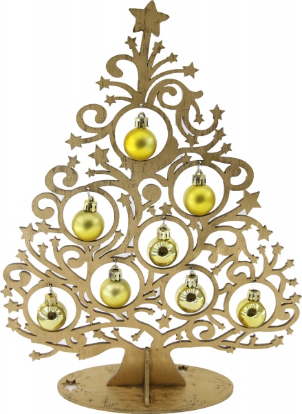 Украшение новогоднее Елочка украшенная золотыми шарами 35 см разноцветный 1220283
