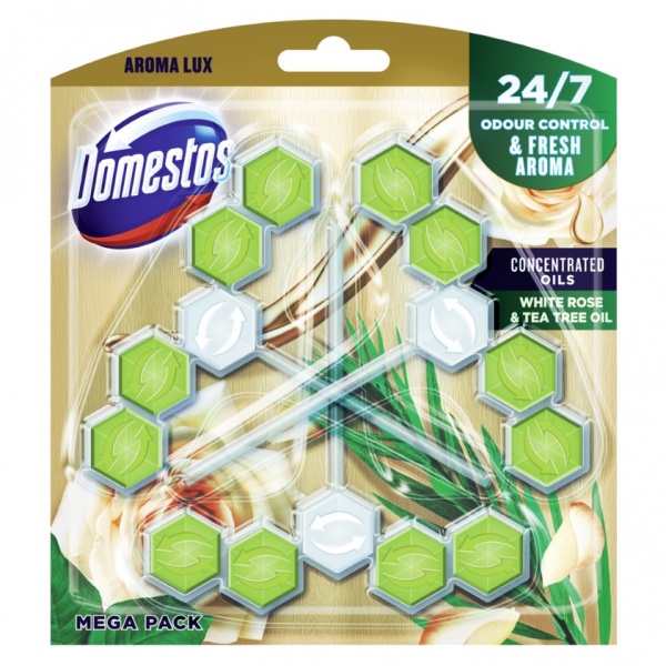 Туалетный блок Domestos Aroma Lux Свежесть белой розы и чайного дерева 68702165 