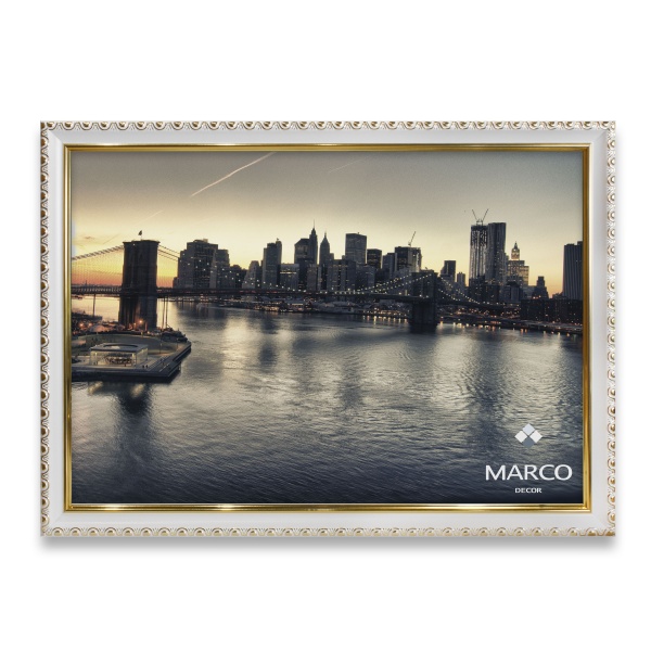 Рамка для фотографії зі склом MARCO decor 1713 1 фото 21х30 см білий із золотистим 