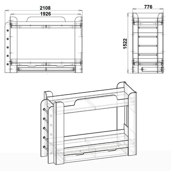 Ліжко Компаніт Твікс 70х190 см дуб сонома