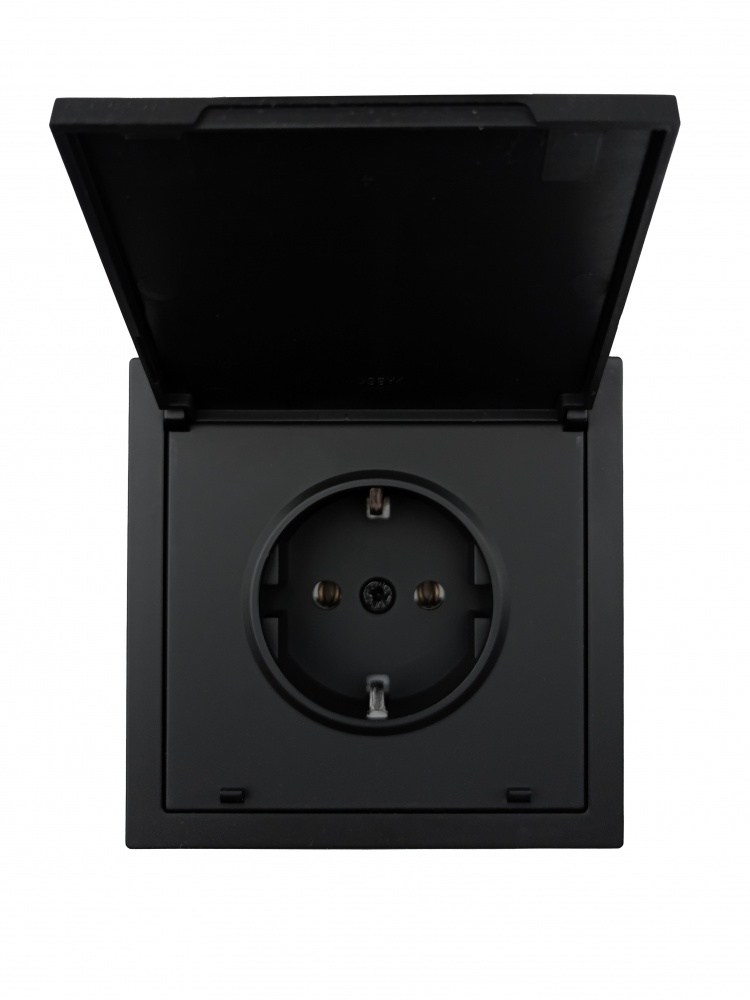 Механізм розетки побутова із заземленням HausMark Juna IP20 чорний матовий 7041-1788U2-123BQC